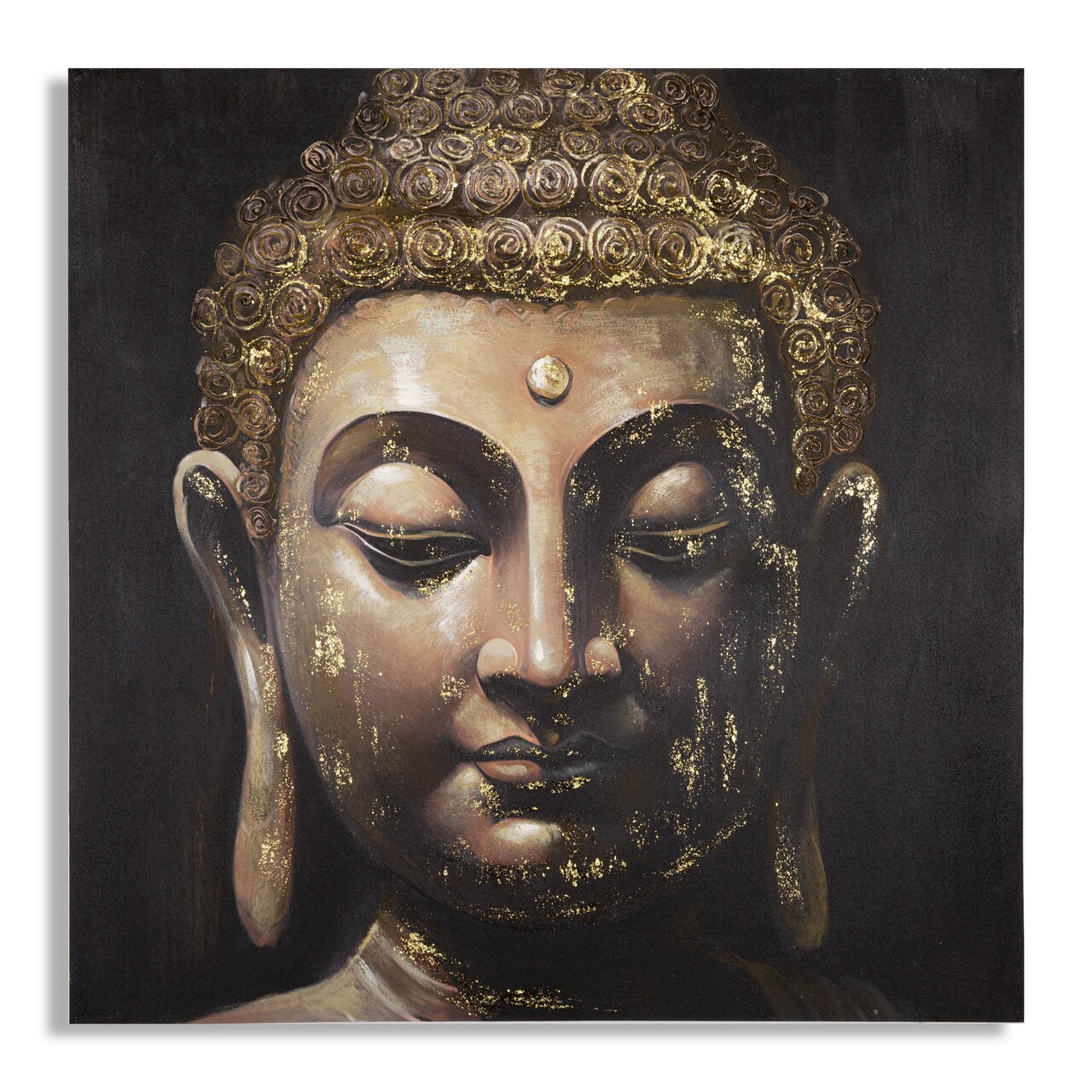 Tablou decorativ, Buddha -B, Mauro Ferretti, 100 x 100 cm, canvas imprimat si pictat/lemn de pin, multicolor - imagine 7